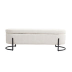Panca Contenitore Ottomana Trapuntata in Velluto Nero / Smeraldo / Rosa / Grigio Scuro / Beige / Arancione con Cerniera di Sicurezza e Gambe in Metallo per 1-2 Persone