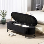 Panca Contenitore Ottomana Trapuntata in Velluto Nero / Smeraldo / Rosa / Grigio Scuro / Beige / Arancione con Cerniera di Sicurezza e Gambe in Metallo per 1-2 Persone