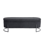 Panca Contenitore Ottomana Trapuntata in Velluto Nero / Smeraldo / Rosa / Grigio Scuro / Beige / Arancione con Cerniera di Sicurezza e Gambe in Metallo per 1-2 Persone