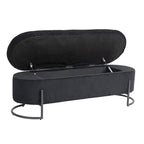 Panca Contenitore Ottomana Trapuntata in Velluto Nero / Smeraldo / Rosa / Grigio Scuro / Beige / Arancione con Cerniera di Sicurezza e Gambe in Metallo per 1-2 Persone
