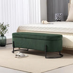 Panca Contenitore Ottomana Trapuntata in Velluto Nero / Smeraldo / Rosa / Grigio Scuro / Beige / Arancione con Cerniera di Sicurezza e Gambe in Metallo per 1-2 Persone